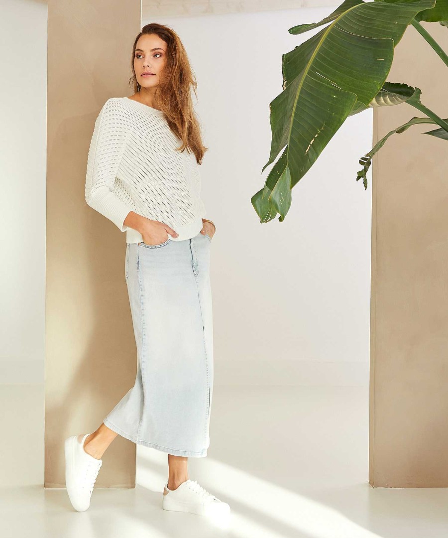 OUI Oui Denim Skirt With Split Hot