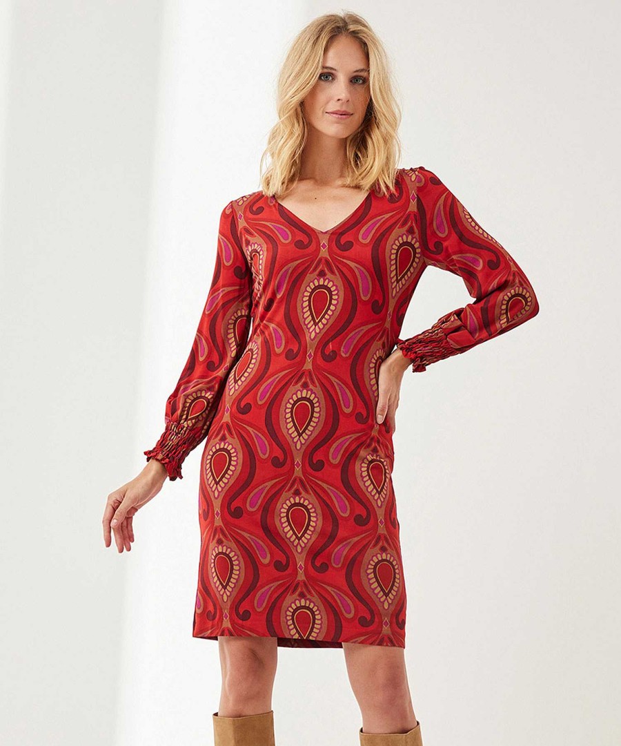 Ana Alcazar Ana Alcazar Dress V-Neck Slinky Paisley Wholesale