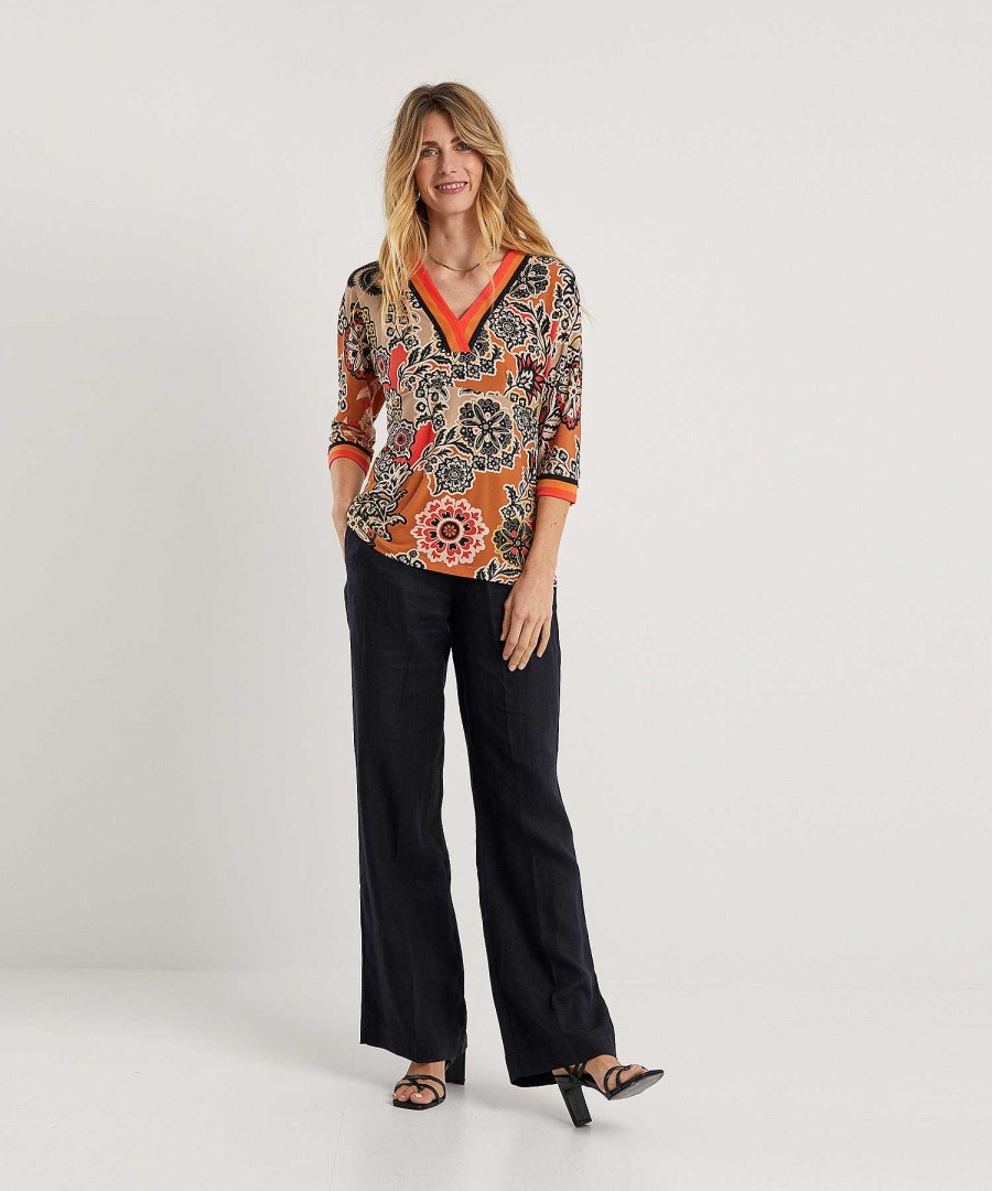 Marc Cain Collections Marc Cain Slinky Kimono Top Flower Print Best