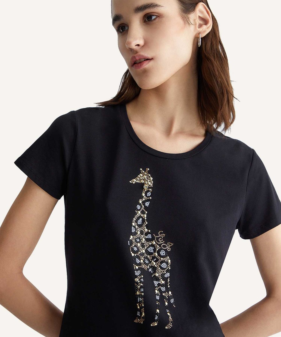 LIU JO Liu Jo T-Shirt Giraffe Rhinestone Hot