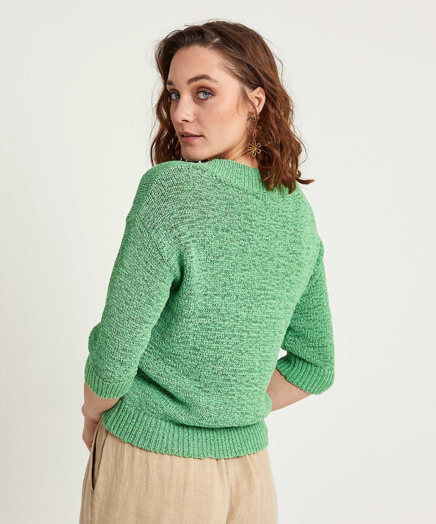 BEONE Beone Ribbon Yarn Sweater V-Neck Clearance