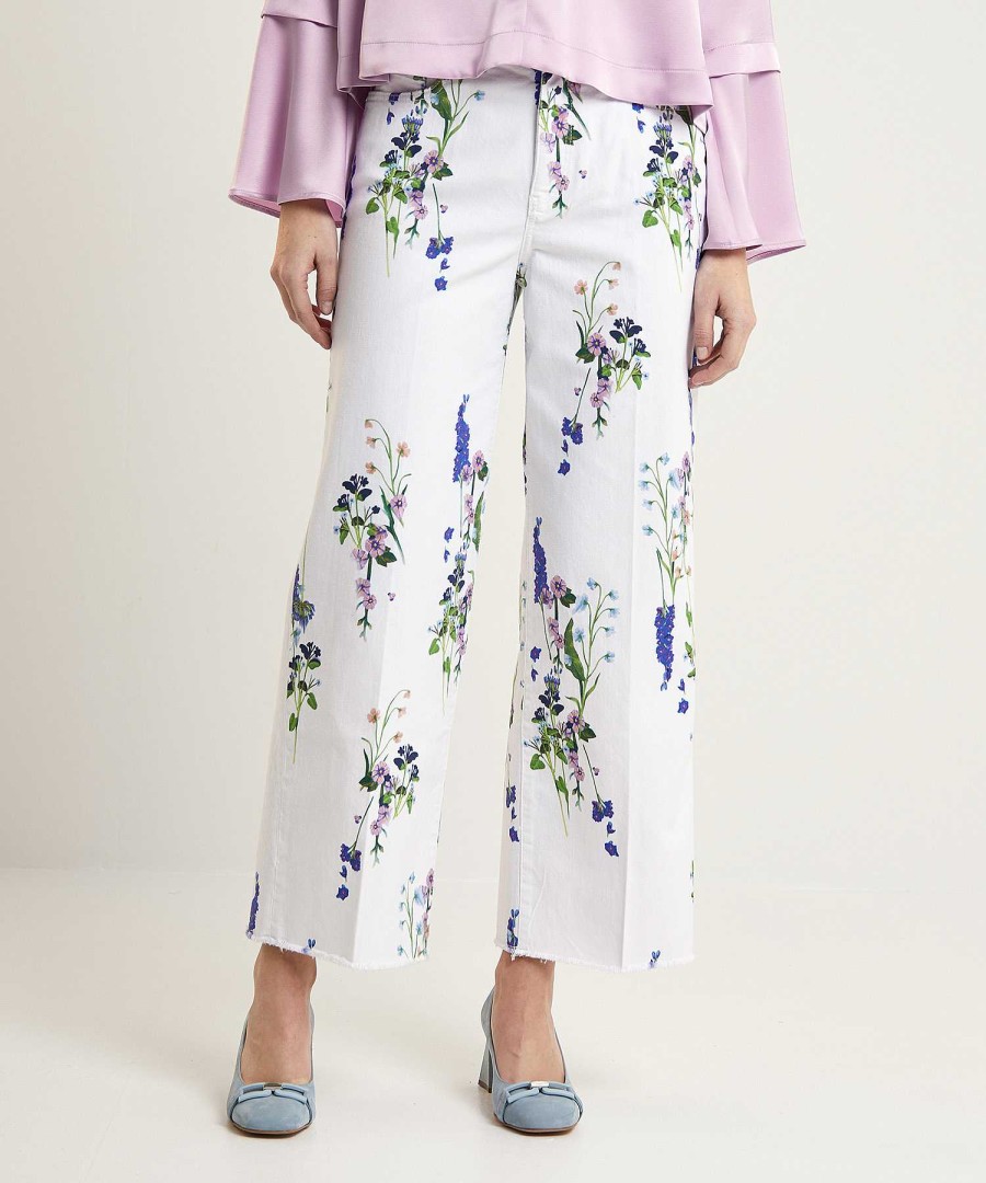 Marc Cain Collections Marc Cain Cropped Jeans With Floral Print Wylie Clearance