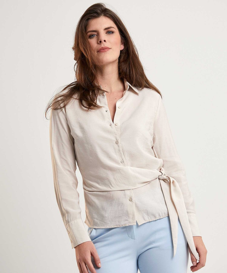 OUI Oui Silky Blouse With Button Online