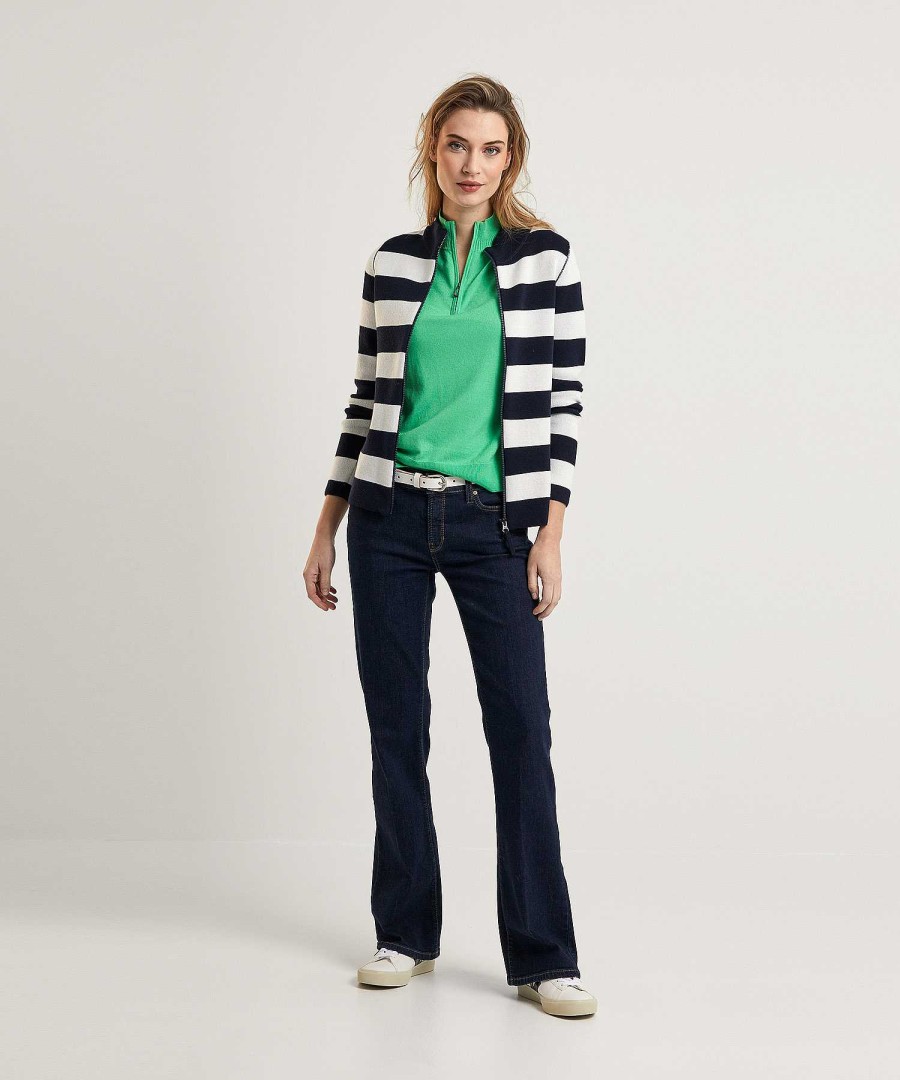 BEONE Beone Zipper Cardigan Blockstripe Clearance