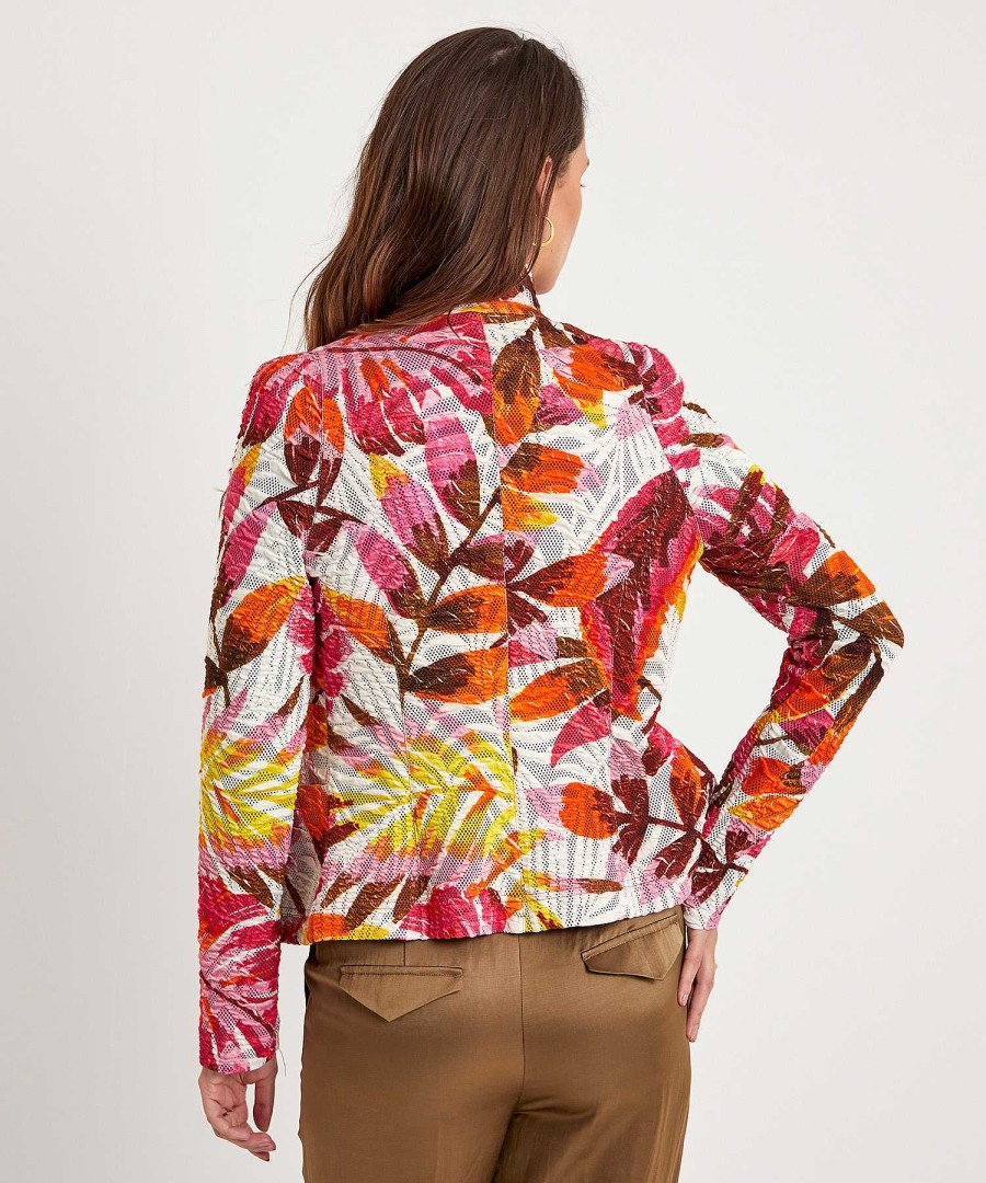 ML Collections Ml Collections Structured Blazer Leaf Print Hot