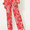 Rosner Rosner Silky Palazzo Pants Leaf Print May Best