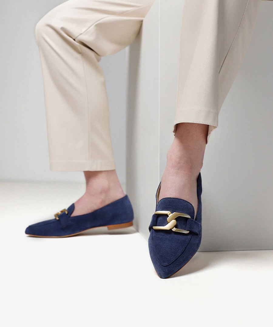 VIA VAI Via Vai Suede Loafer Buckle Naomi Sharp New