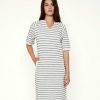 Moscow Moscow Sweat Dress V-Neck Stripes Wild Best