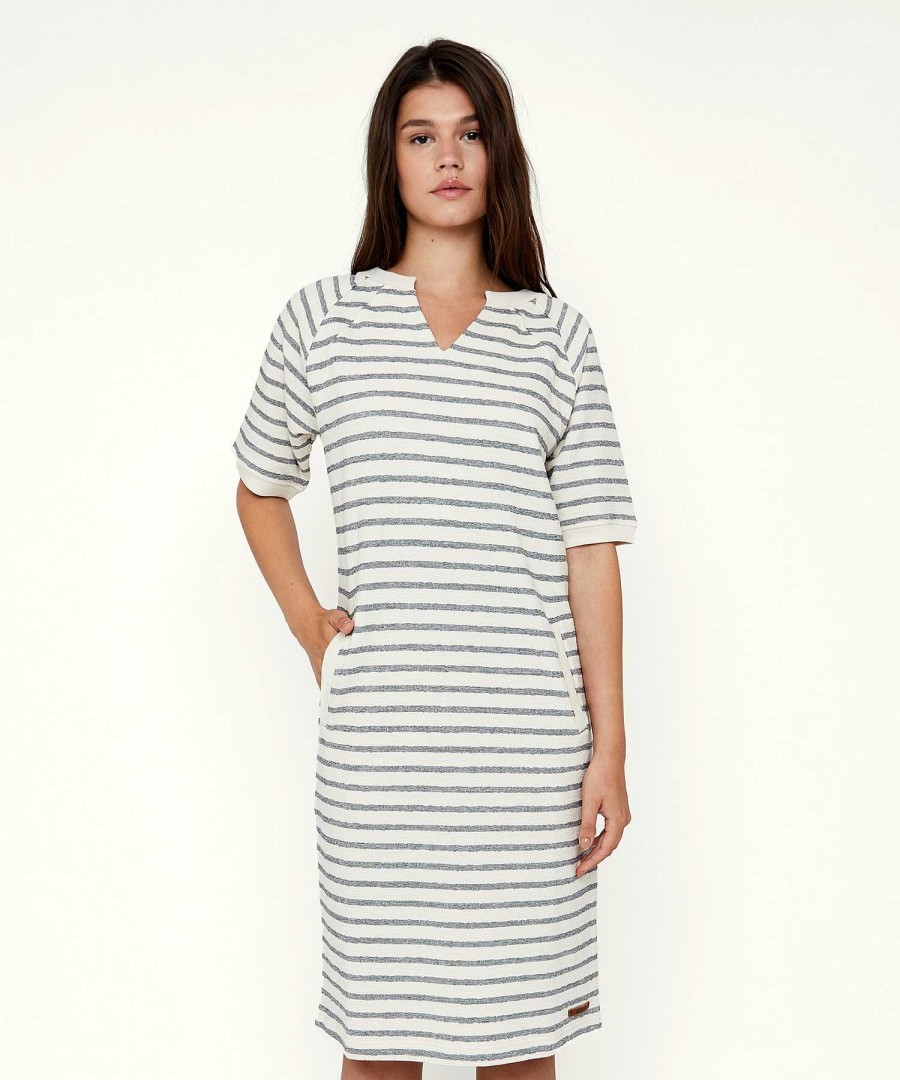 Moscow Moscow Sweat Dress V-Neck Stripes Wild Best