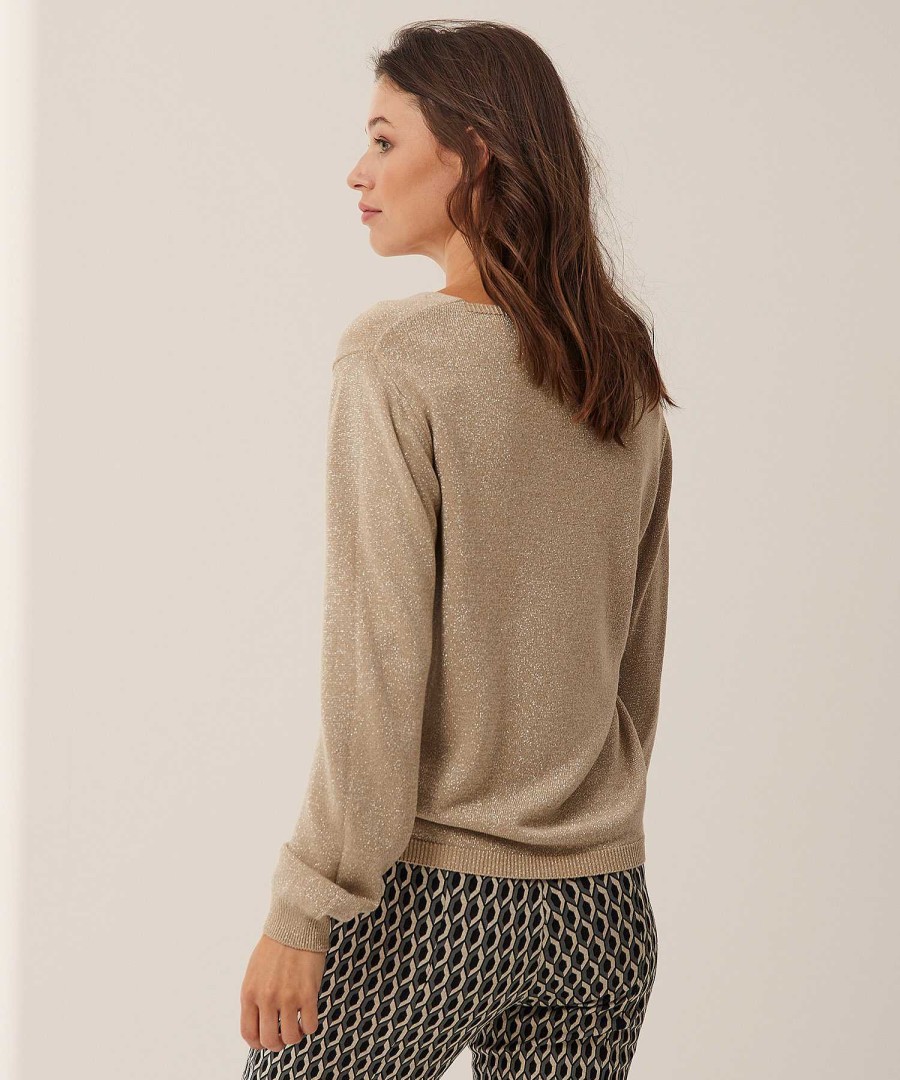 BEONE (IT) Beone Lurex Sweater V-Neck Best