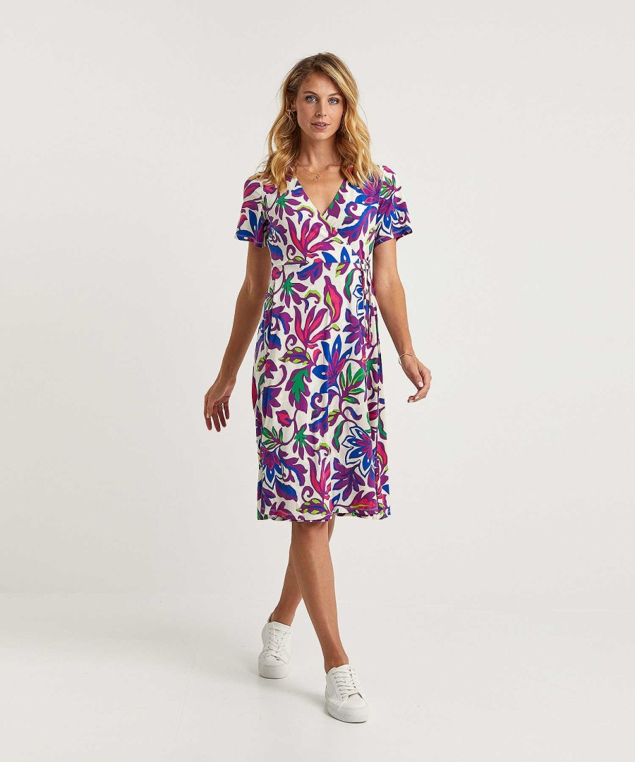 OUI Oui Slinky Wrap Dress Big Flower Clearance