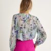 Marc Cain Collections Marc Cain Blouse Floral Print With Ruffle Edge New