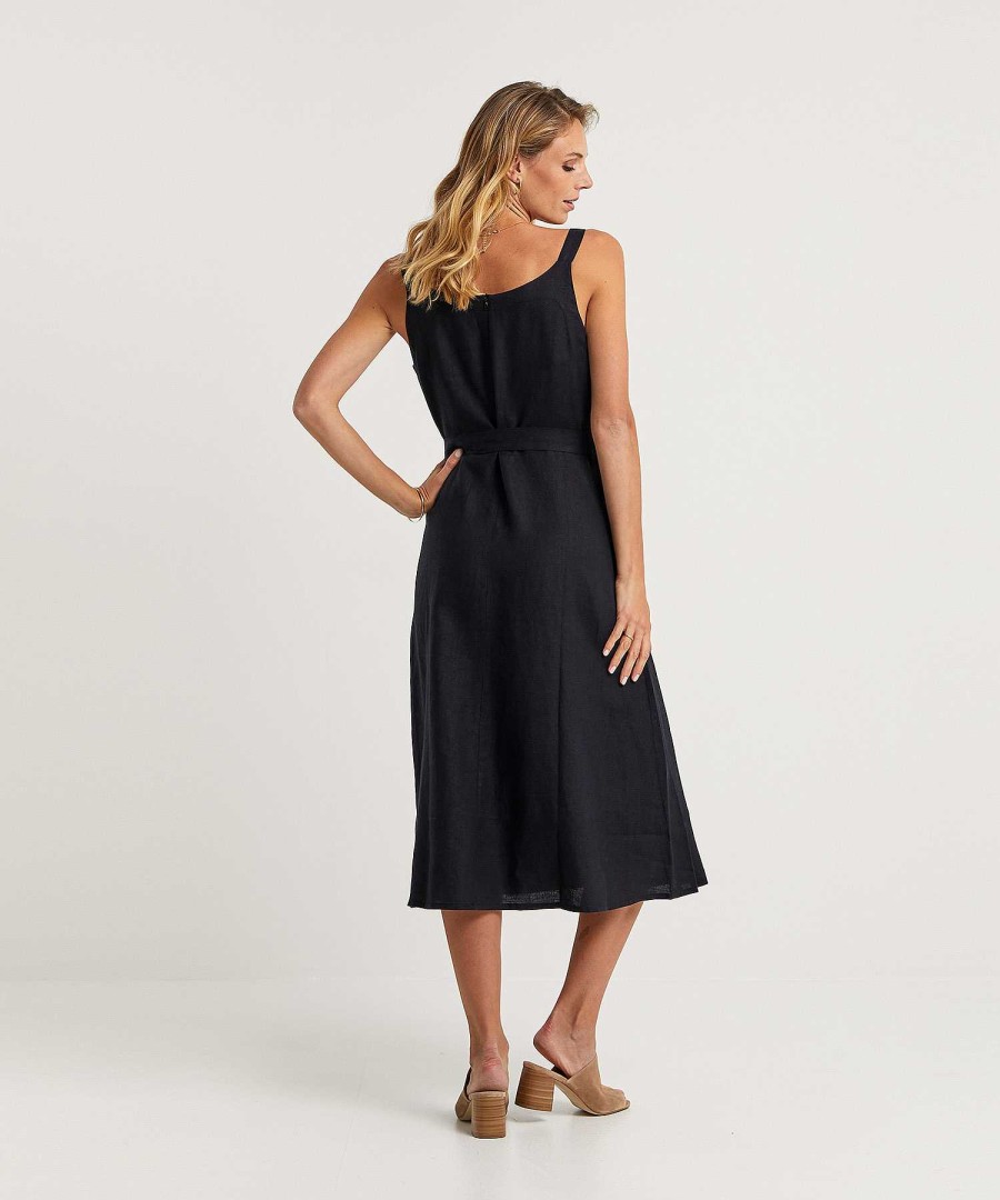 KYRA Kyra Linen Dress Spaghetti Straps Lennie Clearance